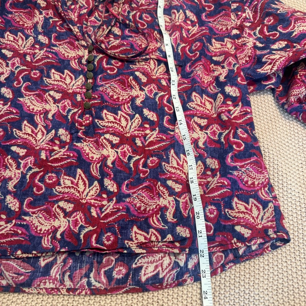 Anthropologie Pilcro Lucille Peasant Blouse Floral Blue Pink Small - Picture 11 of 12